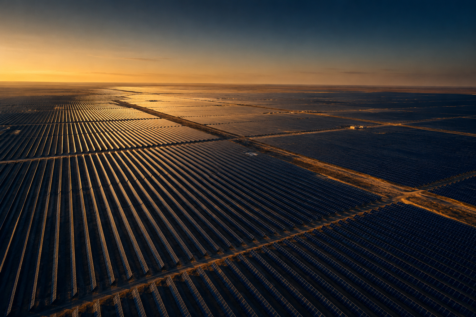 Large-scale solar farm aerial